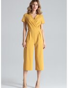 Figl Salopeta dama - mustar - pantaloni largi - maneca scurta - poliester 65% - vascoza 35%