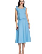 Figl Set fusta si bluza albastru - bretele - fusta evazata - Albastru
