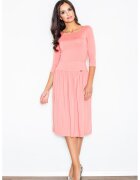 Figl Set midi elegant roz - cu maneci 3/4 - bluza si pantaloni