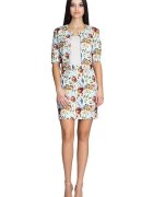 Figl Set sacou si fusta fusta mini - geaca scurta - alb cu flori -
