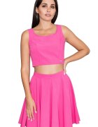 Figl Set top + fusta scurt - evazat - elegant - violet - poliester-viscoza