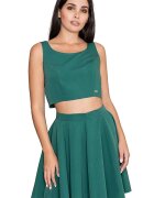 Figl Set top si fusta scurt - evazat - verde - poliester-viscoza