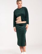 Figl Set velur bluza cu maneci lungi si fusta creion - verde - poliester - Verde
