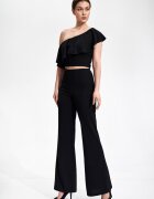 Figl Top dama - Poliester/Elastan - Cu volane - Negru -