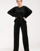 Figl Trening dama poliester/elastan - hanorac si pantaloni evazati - negru -