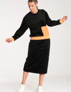 Figl Trening din velur dama M1036 - cu fusta - elegant - negru - poliester/elastan