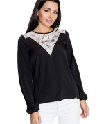 Figl Tricou cu mânecă lungă pentru femei Guibeth M549 negru - Negru