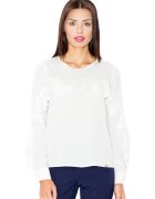 Figl Tricou dama cu maneca lunga Lyorre M466 ecru - Alb