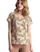 Figl Tricou dama - decolteu in V - maneci scurte - elastan/poliester - multicolor