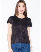 Figl Tricou dama - Poliester/Elastan - Cu fermoar - Negru