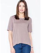 Figl Tricou dama - Spatele gol - Viscoza/Elastan - Maro cafeniu