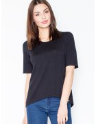 Figl Tricou dama - Spatele gol - Viscoza/Elastan - Negru