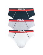FILA Set de chiloti cu banda logo in talie - 3 perechi - Alb/Gri/Bleumarin
