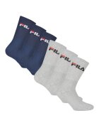 FILA Set de sosete lungi unisex cu imprimeu logo - 6 perechi - Gri/Albastru