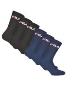 FILA Set de sosete lungi unisex cu imprimeu logo - 6 perechi - Negru/Albastru