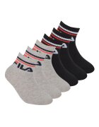 FILA Set de sosete scurte cu logo - 6 perechi - Negru/Gri