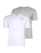 FILA Set de tricouri cu decolteu la baza gatului si logo discret - 2 piese - Alb/Gri