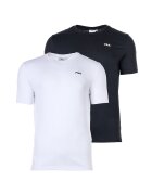 FILA Set de tricouri cu decolteu la baza gatului si logo discret - 2 piese - Alb/Negru stins