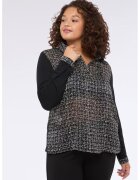 Fiorella Rubino Bluza vaporoasa cu fenta cu nasturi - Alb/Negru