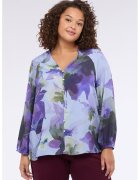 Fiorella Rubino Camasa cu mansete elastice si model floral - Albastru lavanda/Kaki inchis/Ametist
