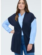 Fiorella Rubino Cardigan cu maneci scurte si un nasture - Bleumarin