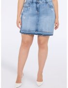 Fiorella Rubino Fusta mini de denim cu talie inalta - Albastru deschis