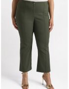 Fiorella Rubino Pantaloni crop evazati cu pensa frontala - Kaki inchis