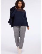 Fiorella Rubino Pulover tricotat fin cu segment semitransparent - Auriu/Bleumarin