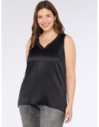 Fiorella Rubino Top cu partea frontala din satin - Negru