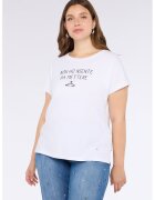 Fiorella Rubino Tricou cu text si decolteu rotund - Alb