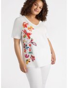 Fiorella Rubino Tricou din bumbac cu imprimeu floral - Rosu/Verde