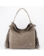 FloraCo Paris Geanta taupe cu franjuri F7518 M4 18061 - Maro taupe