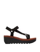 Fly London Sandale dama cu talpa wedge - Yefa 726 - Textil/Piele naturala - Negru