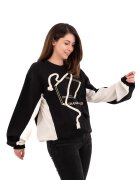 FOLD YOUR MIND Bluza de trening cu imprimeu text - Negru/Bej