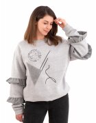 FOLD YOUR MIND Bluza de trening cu volane - Gri melange
