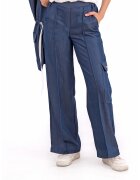 FOLD YOUR MIND Pantaloni cargo cu talie inalta - Albastru inchis