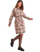 FOLD YOUR MIND Rochie mini in carouri - Rosu/Negru/Bej