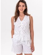 FOLD YOUR MIND Set de top cu model si pantaloni scurti - 2 piese - Gri carbune/Alb optic