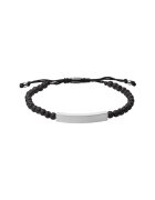 Fossil Bratara cu margele lava - Negru/Argintiu