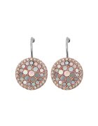 Fossil Cercei auriu rose rotunzi cu mother of pearl si tortita