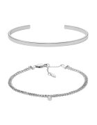 Fossil Set de bratari din otel inoxidabil - 2 Piese - Argintiu