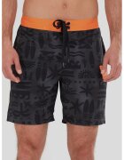 Fundango Pantaloni scurti de baie cu buzunare cu clapa Salimu - Negru stins/Portocaliu mandarina