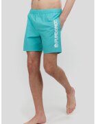 Fundango Pantaloni scurti de baie cu imprimeu logo Bono - Alb optic/Albastru glaciar