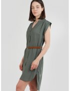 Fundango Rochie-tunica cu o curea in talie Mona - Maro scortisoara/Verde feriga
