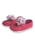 Funny Baby Pantofi din piele intoarsa cu aplicatie florala - Albastru lavanda/Roz aprins/Galben sofran