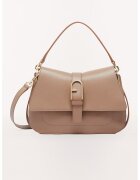 Furla Geanta de piele cu bareta de umar si logo metalic Flow - Caramel