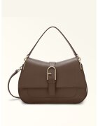 Furla Geanta saddle din piele cu bareta aditionala Flow - Maro inchis