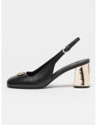 Furla Pantofi slingback de piele cu toc masiv - Auriu/Negru