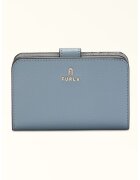 Furla Portofel din piele cu logo Camelia - Albastru prafuit