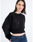 G-STAR Bluza de trening din bumbac organic cu croiala crop - Negru